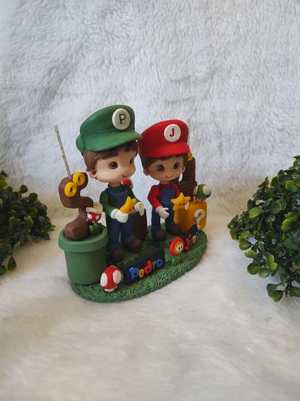 Topo de Bolo para Irmãos no Tema Mario Bros