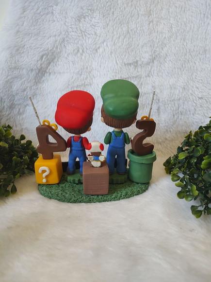 Topo de Bolo para Irmãos no Tema Mario Bros