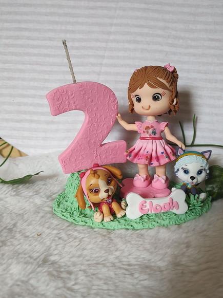 Topo de Bolo Patrulha Canina com Vela