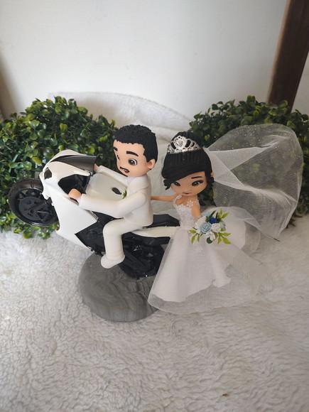 Topo de Casamento Casal na Moto