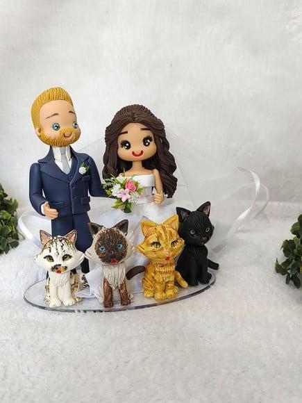 Topo de Casamento com 4 Pets