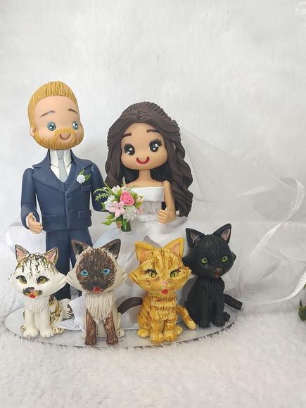 Topo de Casamento com 4 Pets
