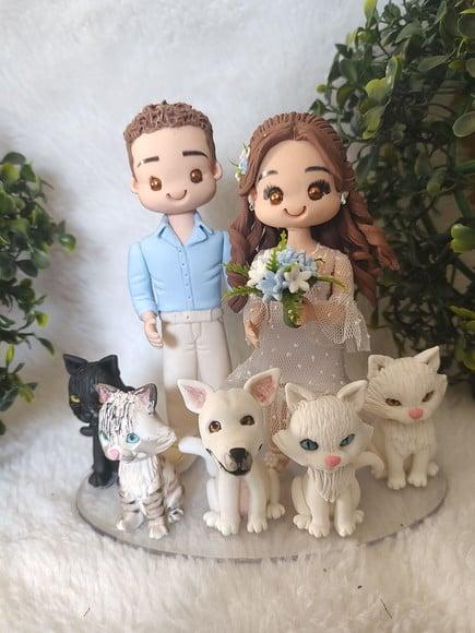 Topo de Casamento com 5 Pets