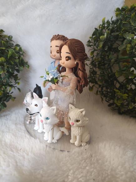 Topo de Casamento com 5 Pets