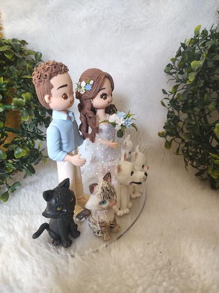 Topo de Casamento com 5 Pets