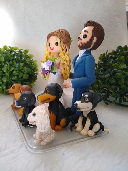 Topo de Casamento com 6 Pets