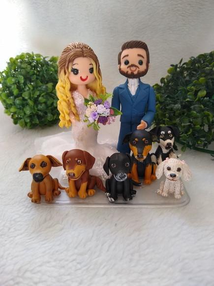 Topo de Casamento com 6 Pets