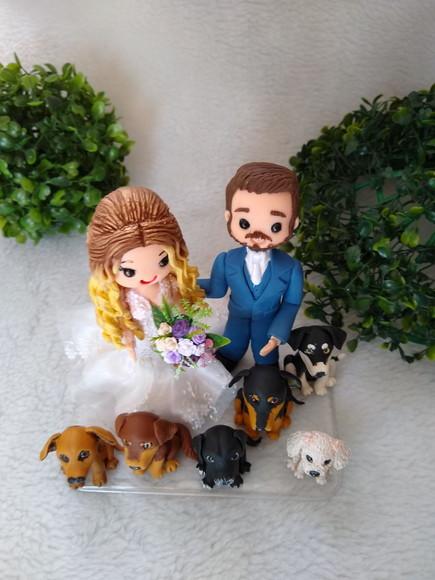 Topo de Casamento com 6 Pets