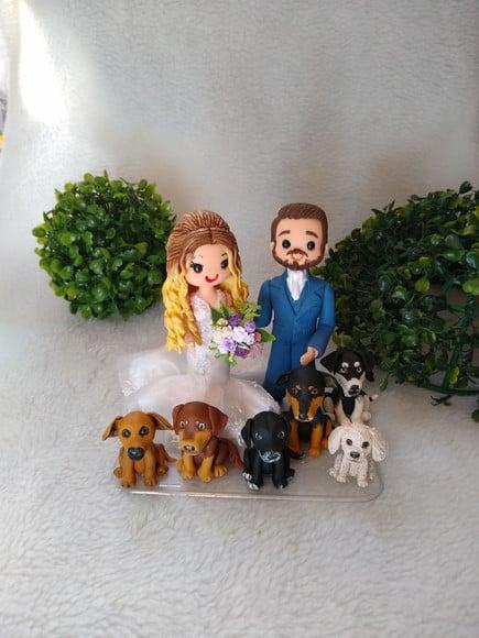 Topo de Casamento com 6 Pets