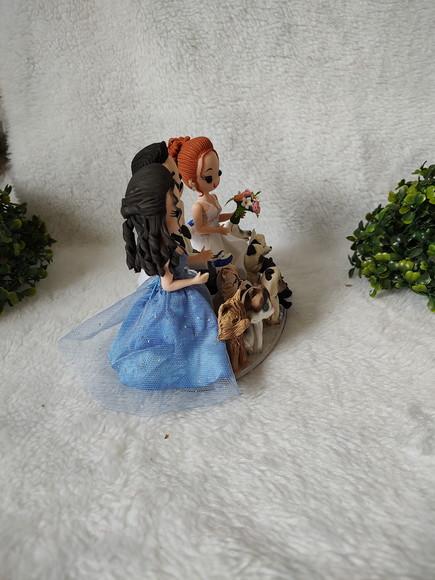 Topo de Casamento com 8 Pets e Filha Adolescente