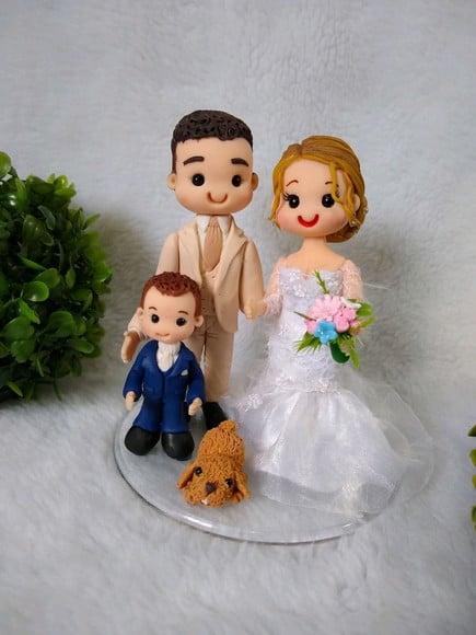 Topo de Casamento com Filho Pequeno e Pet