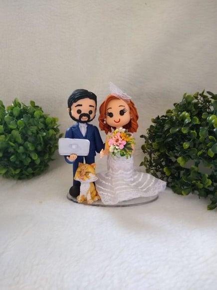 Topo de Casamento com Pet e Notebook