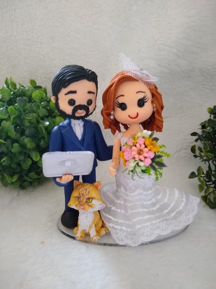 Topo de Casamento com Pet e Notebook