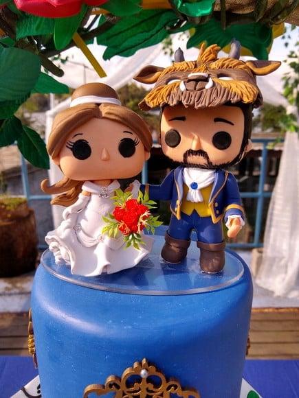 Topo de Casamento Funko Pop no Tema Bela e a Fera