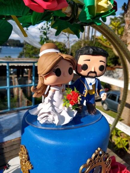 Topo de Casamento Funko Pop no Tema Bela e a Fera