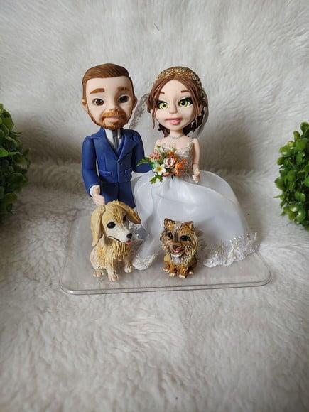 Topo de Casamento Personalizado com 2 Pets