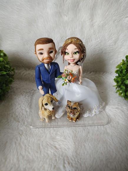 Topo de Casamento Personalizado com 2 Pets