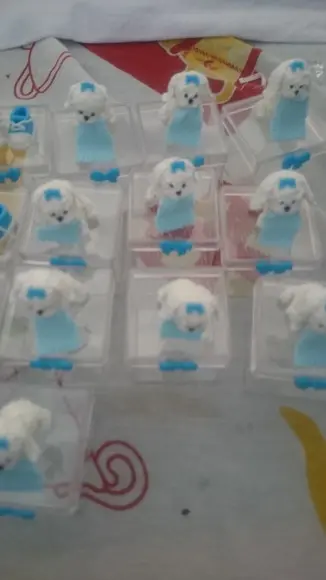 caixa acrílica cachorrinho com toalha
