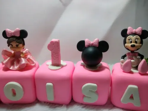 Cubo com Nome no Tema Ratinha Rosa
