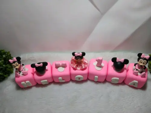 Cubo com Nome no Tema Ratinha Rosa