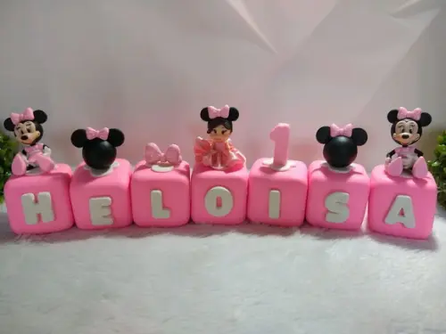 Cubo com Nome no Tema Ratinha Rosa