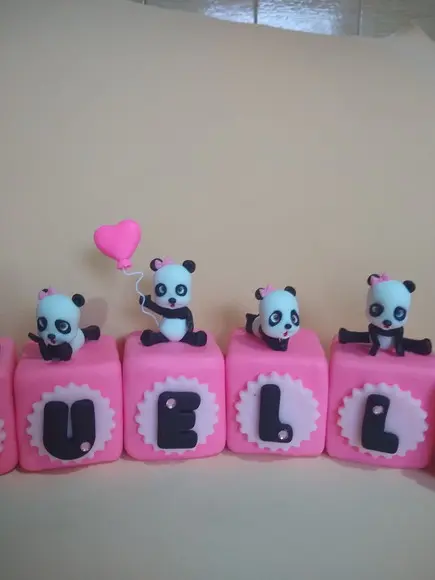 Cubo com nome ursinho panda