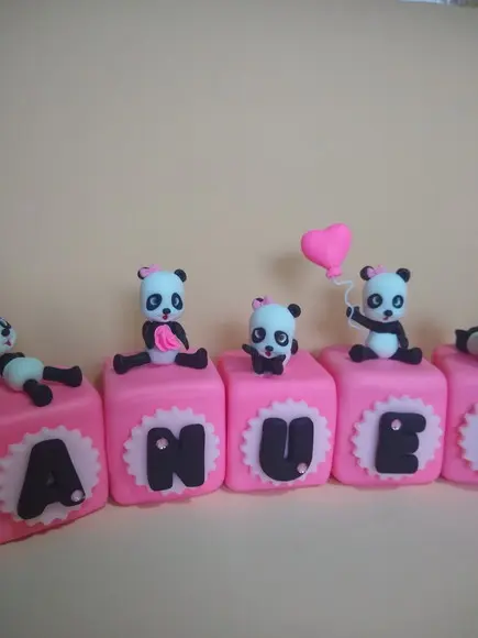 Cubo com nome ursinho panda