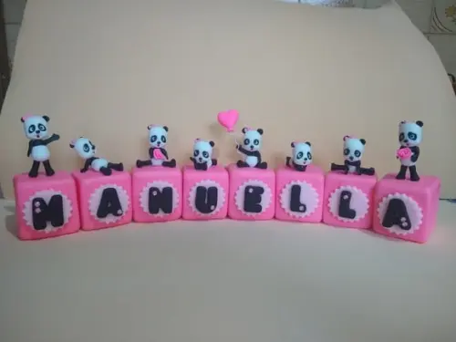 Cubo com nome ursinho panda