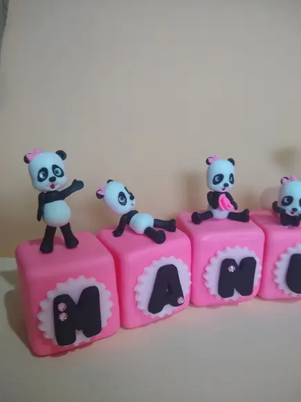 Cubo com nome ursinho panda