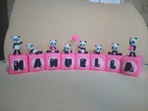 Cubo com nome ursinho panda
