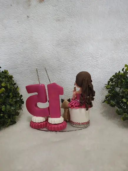 Topo Bolo 15 Anos com 2 Pets