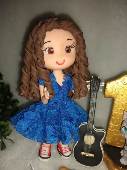 Topo De Bolo 15 Anos Com Violão E Pet