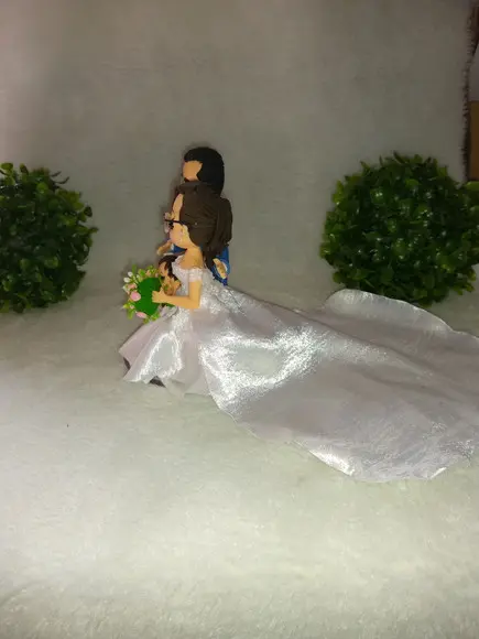 Topo de Bolo Casamento Casal com 1filho