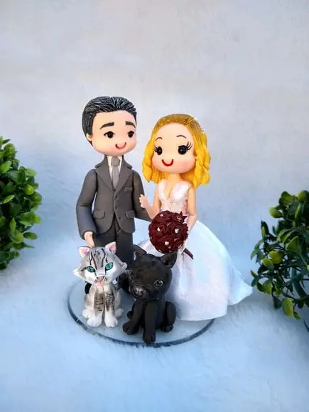 topo de bolo casamento com 2 pets