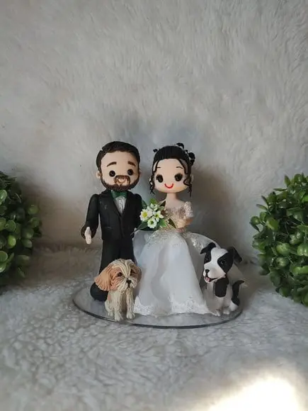 Topo de Bolo Casamento com 2 Pets