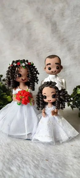Topo de Bolo Casamento com 1 Filha