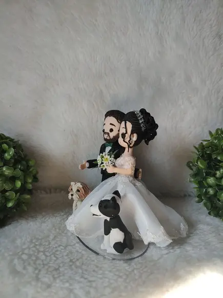 Topo de Bolo Casamento com 2 Pets