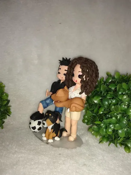 Topo De Bolo Casamento Com 2 Pets E Bola