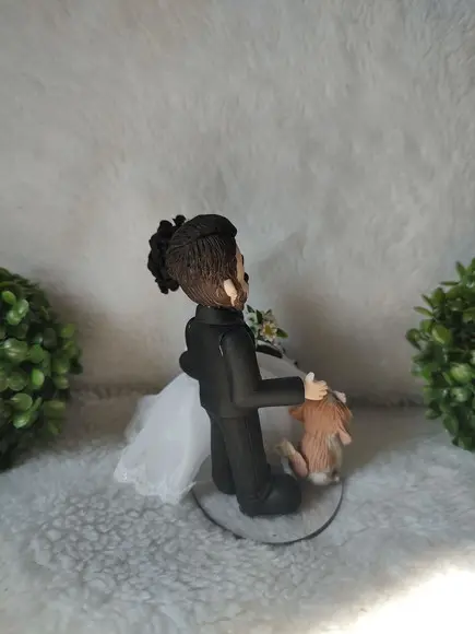 Topo de Bolo Casamento com 2 Pets