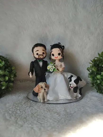 Topo de Bolo Casamento com 2 Pets