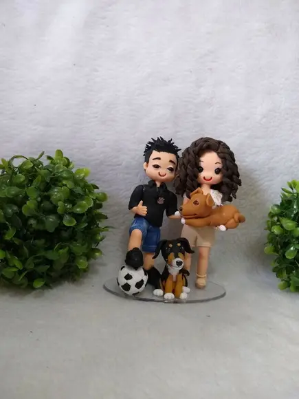 Topo De Bolo Casamento Com 2 Pets E Bola