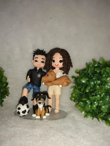 Topo De Bolo Casamento Com 2 Pets E Bola
