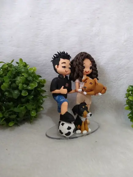 Topo De Bolo Casamento Com 2 Pets E Bola