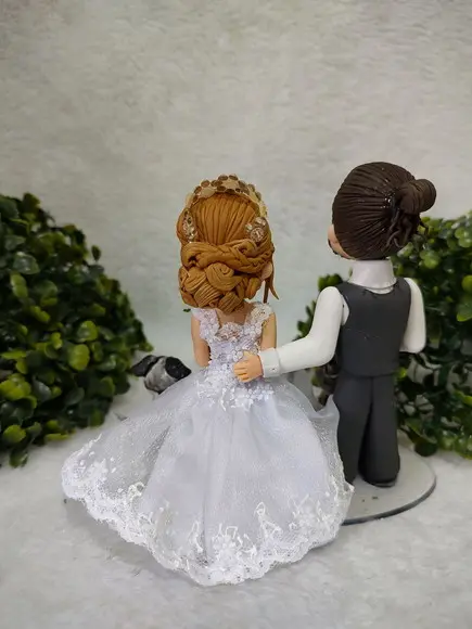 Topo de Bolo Casamento com 3 Pets