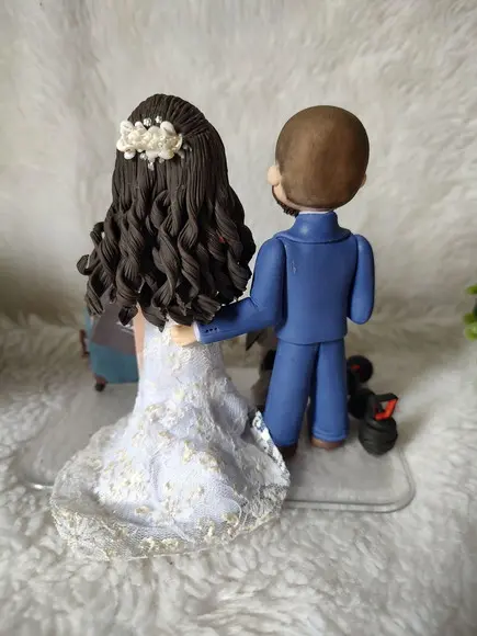 Topo de Bolo Casamento com 2 Pets e Objetos