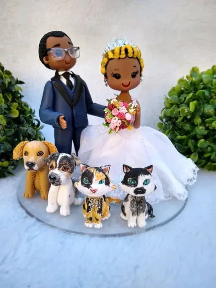 topo de bolo casamento com pets