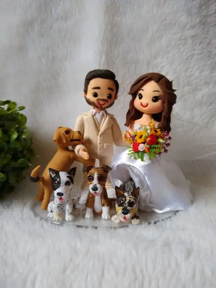 topo de bolo casamento com pets