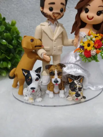 topo de bolo casamento com pets