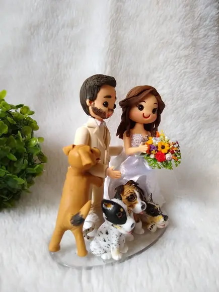topo de bolo casamento com pets