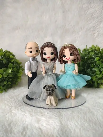 Topo de Bolo Casamento ou Bodas com Filha Adolescente e Pet